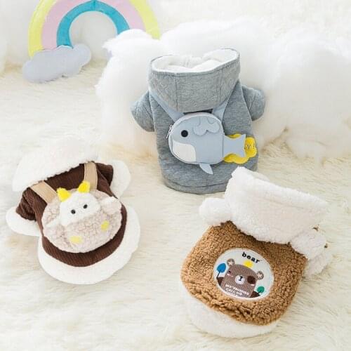 Winter Dog Clothes Thicken Warm Cotton Coat Cute Cartoon Corduroy Jacket for Small Dogs Clothing Puppy Cat Clothes Pet Costume