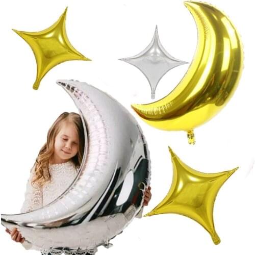 36inch Moon Four Stars Leaf Foil Balloons Big Cocktail Balloons for Birthday Party Decoration Kids Adult Event wedding Supplies
