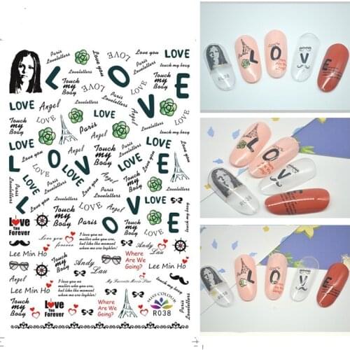3D Stickers for Nails Self-adhesive Design Tower Girl Letter Flower Nail Art Decorations Decals Foil Wrap Manicure Accessories