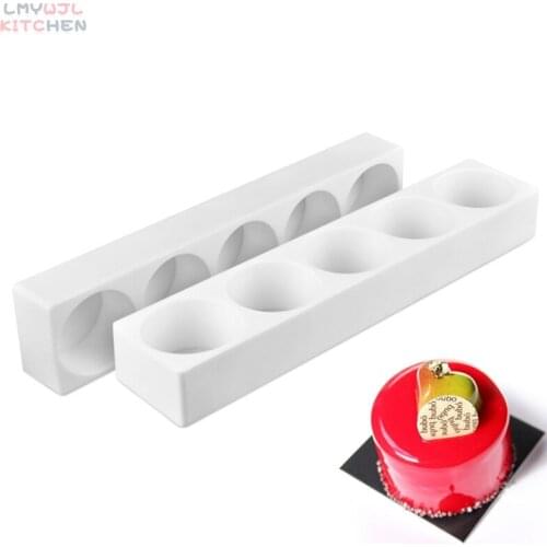5-Cavity Cylindrical Mousse Cake Mold DIY Chocolate Dessert Pudding Silicone Mold Cake Decorating Tool Kitchen Baking Accessorie