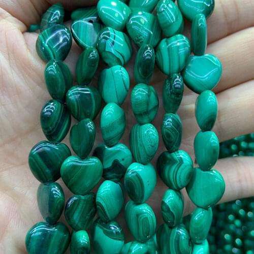 7-9mm Natural Malachite Beads 15'' Green Heart DIY Loose Beads For Jewelry Making Women Beads Bracelets Necklace Earring Gift