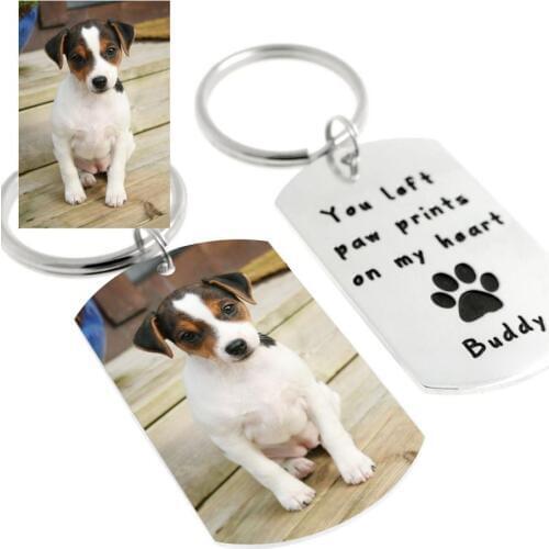 Custom Dog Photo Keychain Dog Tag Keyring∙ Personalized Dog Key chain Personalized Pet Lover Gift Pet Memorial Gift