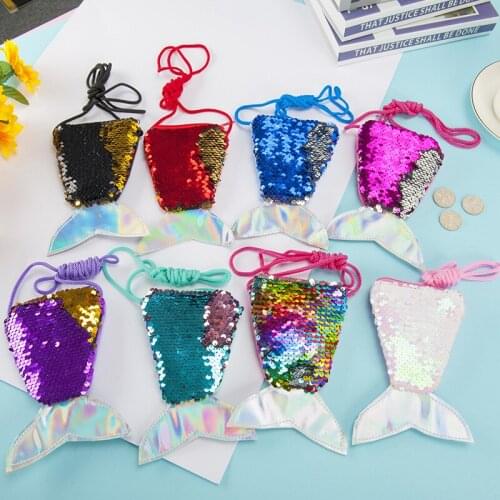 Mermaid tail Sequins Lanyard Coin Purse Bag Key Case Kawaii Toys Christmas Birthday Student Gift For Children