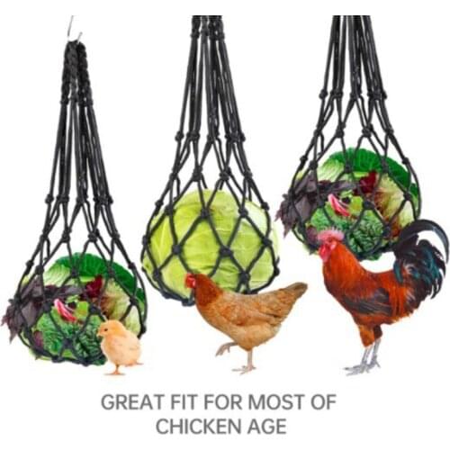 Drop Shipping Chicken Vegetable Net Bag Fruit Treat Snack Holder Hanging Feeder Coop Feeding Tools