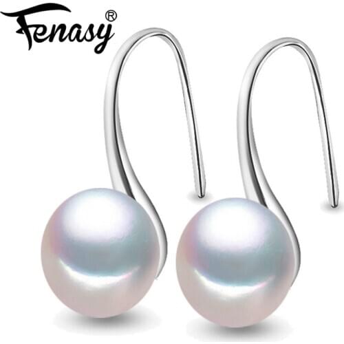 FENASY Natural Pearl Earrings 925 Sterling Silver Stud Earrings Gift For Women Cute High Heels Earrings Shape Fashion Jewelry