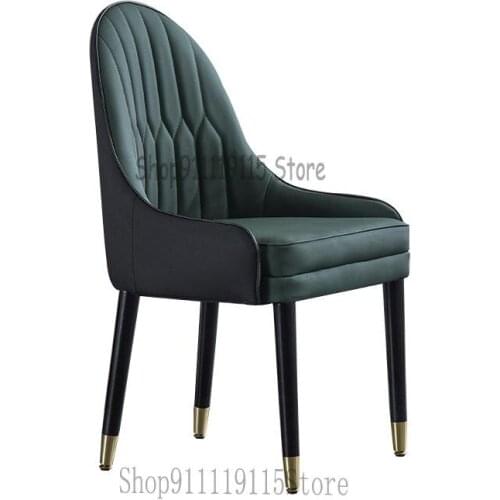 Customized Light Luxury Dining Chair Post Modern Nordic Solid Wood Back Chair American Household Dining Table Stool Leather Soft