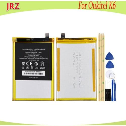 JRZ 3.85V 6300mAh battery For Oukitel K6 phone Replacement Batteries Bateria with tools