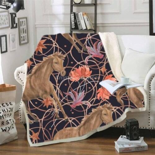 Fashion Horse Throw Blanket 3D Print Fleece Blankets For Beds Home Textiles Luxury Adult Gift Warm Bedspread Animal Cartoon Cool