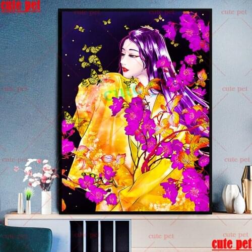 Mosaic puzzle5D Fantasy Classical Japanese Woman Diy Diamond Painting Full Square/Round Drill Embroidery Cross Stitch Home Decor