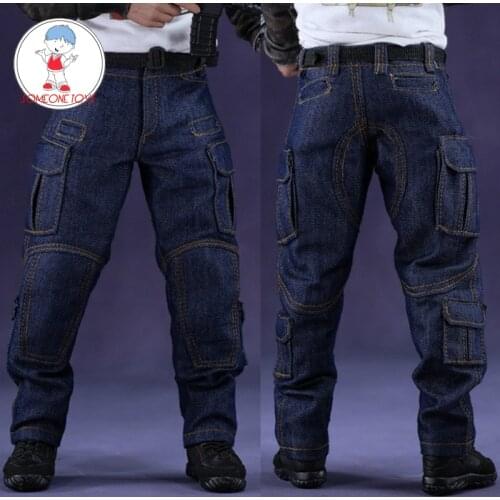 1/6 Male combat pants military jean Pants loose blue Overalls for 12 inches TBLeague PH Soldier Figure Body doll