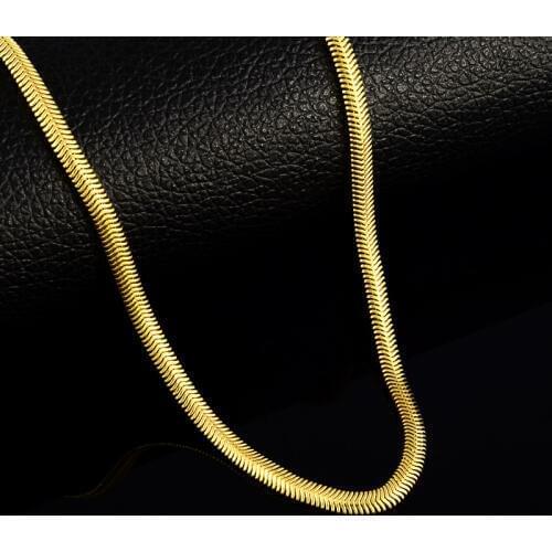 4MM Snake Chains necklaces for men 24K yellow necklaces Mens Jewelry High Quality men necklaces