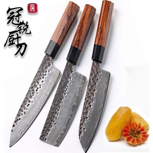 NEW 3 Pcs Handmade Kitchen Knife Set Japanese AUS10 Steel Chef Santoku Nakiri Knives ECO Friendly Pro Cooking Tools Gift Box