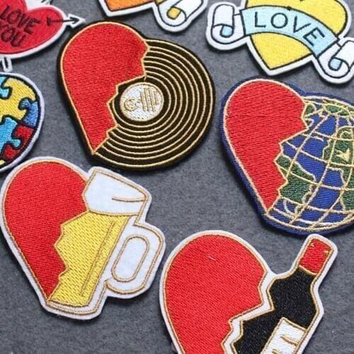 Heart-Shaped Patch Embroidery Patches For Clothes Stripes Colorful Lips Patch Iron On Patch DIY LGBT Badges Patches On Clothing