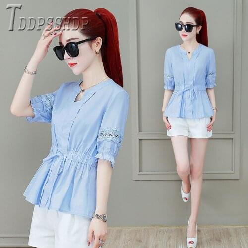 2020 Spring New Half Sleeve Korean Women Blouse Loose Soft Fabric Female Blouses
