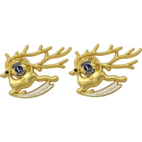 Plating gold badge new design deer shape zinc alloy badges
