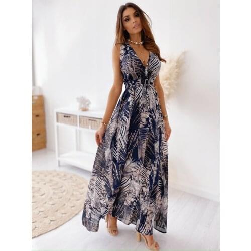 Dresses For Women 2021 V-neck Printing Sandy Beach Vacation Summer Dress Fashionable And Elegant Evening Dress Casual Long