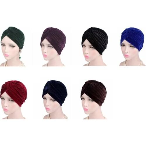 Multi Color Super Thick Gold Velvet Earmuff Warm Headband Hat Double Stretch Women Hijab Headwear Cap Fashion Turban Headwrap