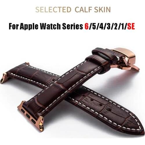 Strap for Apple Watch Band Series 6 SE 5 4 3 2 44 mm 40mm Bracelet for Iwatch 6 5 4 42mm 38mm Geniune Leather Watchband Correas
