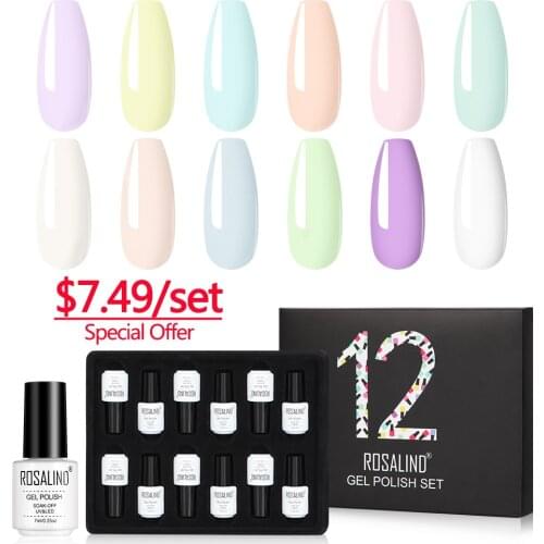 ROSALIND Gel Nail Polish Set Solid Color Nail Kit For Manicure Nail Polish Vernis Semi Permanent Polish Kit Base And Top Kit
