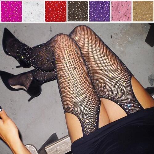 2020 sexy womens shining middle ring tights open diamond stockings imitate large and medium-sized women pantyhose