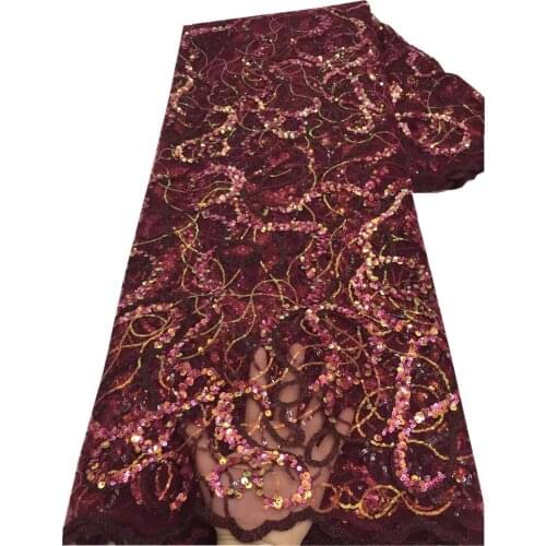 SJ Lace African Lace Fabric 2021 High Quality Lace Sequins French Net Lace Tulle Mesh Fabrics Lace beads Wedding Fabrics x3-68