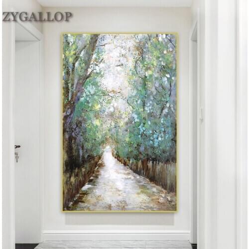 Nordic Natural Wall Art Canvas Print Spring Scenery Oil Painting Cuadros Pastoral Wall Painting Pictures for Living Room Decor