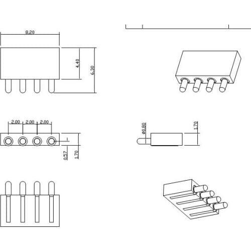 Tangda pogo pin connector 4PIN POGO PIN side welding connector Free Shipping 8.2x6.3