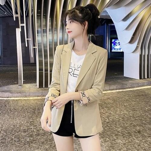 Thin Small Suit Jacket Womens Thin Three-Quarter Sleeves Spring And Summer 2021 New Casual One-Button Short Suit Jacket