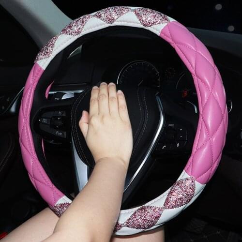 Bling Rhinestone Crystal Car Ornaments Tissue Box Ashtray Storage Box Pink Set For Womens Car Accessories