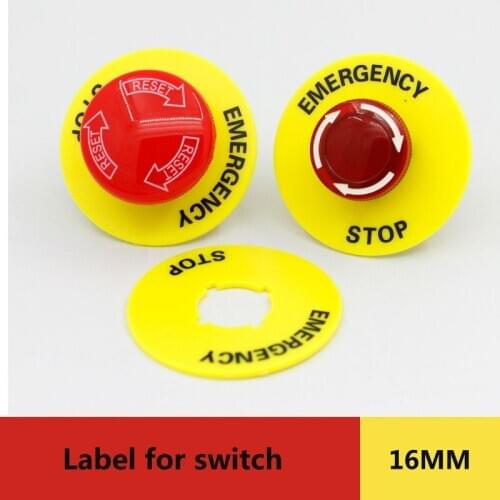5pcs packing dia.16mm label HABOO emergency stop label warning label for emergency push button switch shipping free
