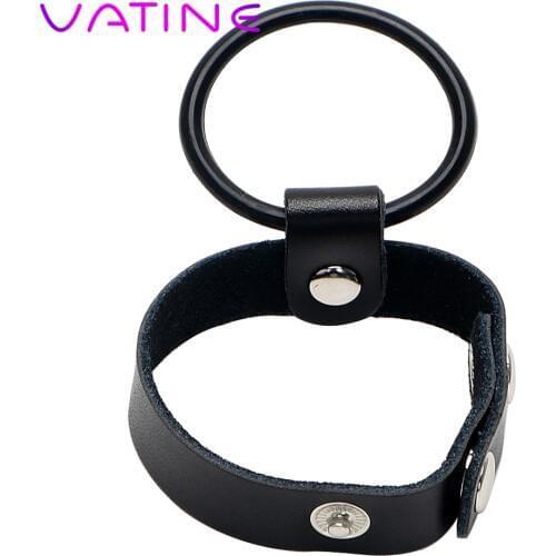 VATINE Leather Penis Rings Cock Ring Silicone Sex toys for Men Male Scrotum Ring Male Chastity Device Erotic Adult Products