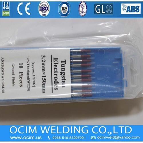 10PCS/LOT 2% Red Tip WT20 Red Colour Tungsten Electrode 3.2*150mm