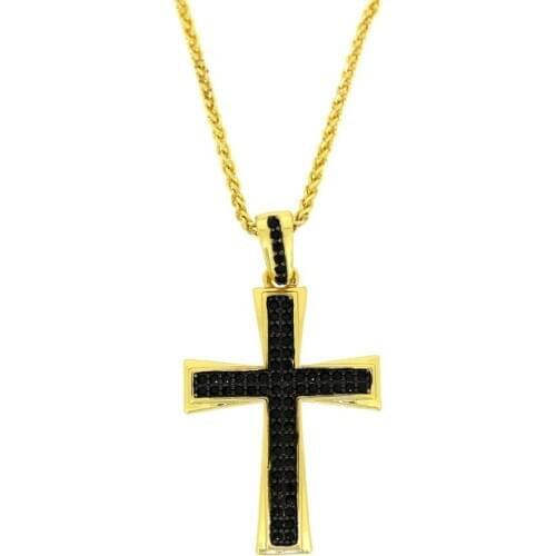 3PCS Crystal Religious Cross For Women Jewelry Gold Chain Necklace Pendant Rainbow Cubic Zircon Copper New Year Best Gift 2021