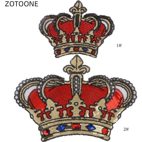 ZOTOONE Iron on Sequin Crown Patch with Glue Sewing Embroidered Patches for Jackets DIY Cloth Stickers Badge Bag Appliques E