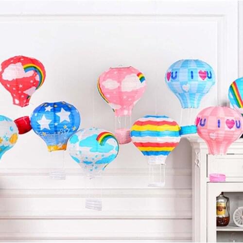 1pc 30cm 40cm Rainbow Hot Air Balloon Paper Lantern Hanging Paper Craft Wedding Decoration Birthday Party Baby Shower Supplies