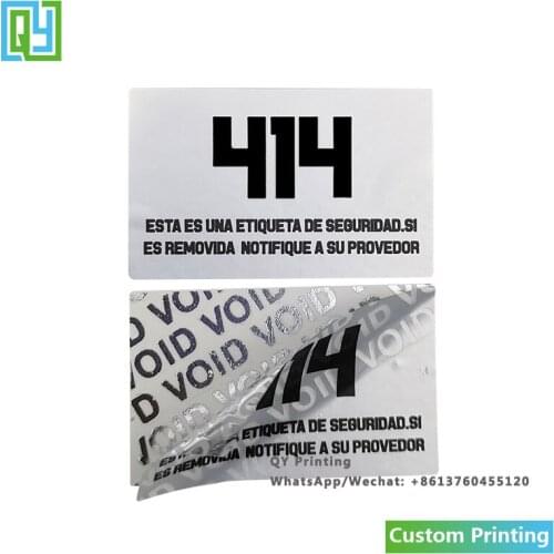 1000pcs 25x40mm Free Shipping Custom Logo Printing Silver Pet Tamper Evident Void Labels Envelope Sealing Tape Security Sticker