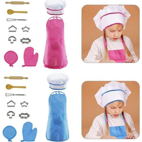 11PCS Cupcake Chef Set for Kids Cooking & Baking Play Costume for Little Girl
