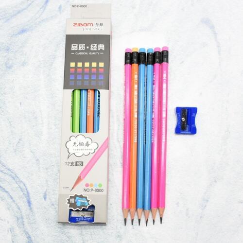 12 pieces / box level softened wooden pencil high quality environmental protection HB pencil eraser learning stationery