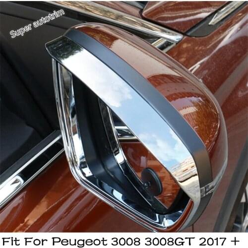 Lapetus Rearview Mirror Rain Shade Rainproof Blades Cover Trim Accessories Exterior Fit For Peugeot 3008 3008GT 2017 - 2021
