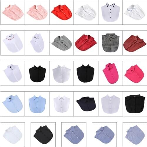 29 Styles Women Detachable Fake False Collar Solid Color Retro Plaid Check Chiffon Half Shirt Blouse Adjust Clothes Accessories