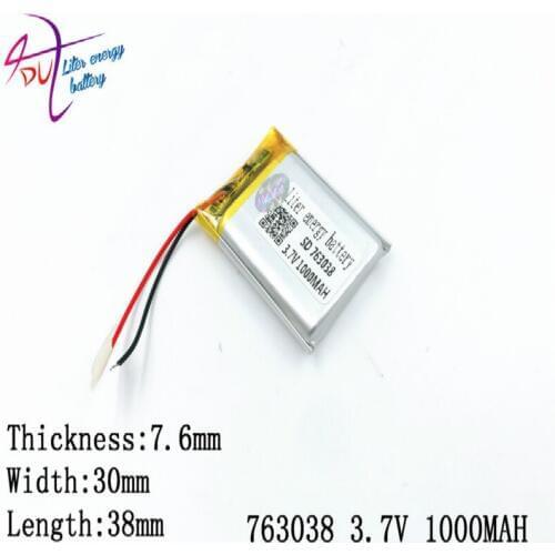 3.7V,1000mAH 753040 763038 PLIB; polymer lithium ion / Li-ion battery for dvr,GPS,mp3,mp4,cell phone,speaker