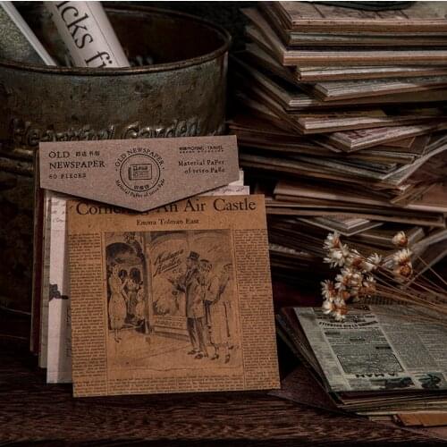 60pcs Old newspaper Series Material Paper Junk Journal Planner Scrapbooking Vintage Decorative DIY Craft Background Paper