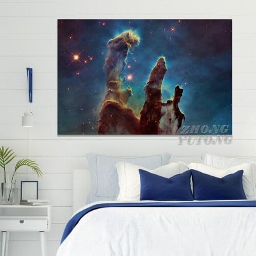 Space Pillars Of Creation Universe Landscape Photo Nebula Living Room Home Wall Art Decor Wood Frame Canvas Posters