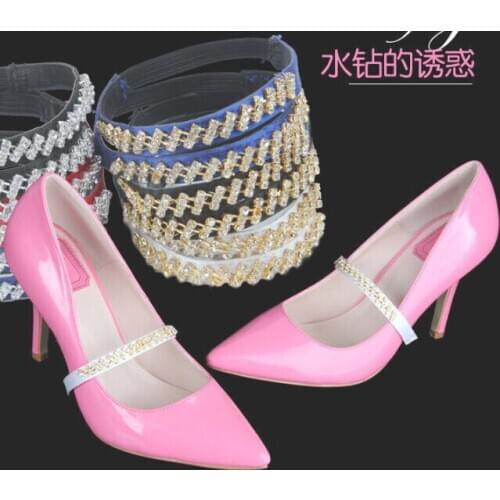 New Coming Fashion Golden Silver Plated Crystal High Heel Shoe Elastic Shoelace One Pair Free Shipping