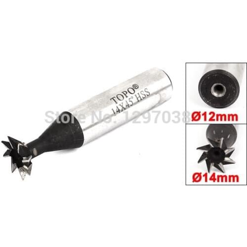 5pcs 14mm*45 Degree High Speed Steel Premium Straight Shank HSS Dovetail Milling Cutter End Mill Smooth Cutting