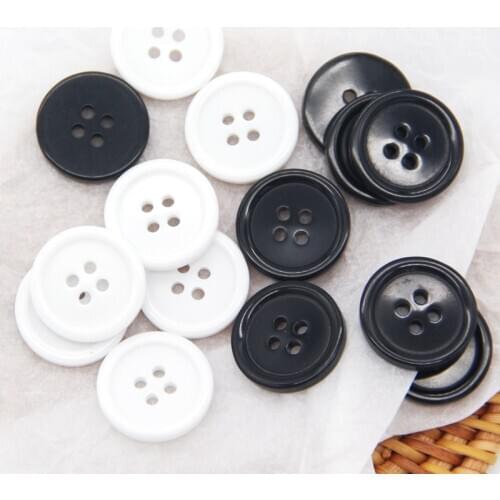 Glaze Round Glass Resin Buttons White Black Decorations For Wedding Garment Sewing Accessories 10/11/15/20/25/30mm Wholesale