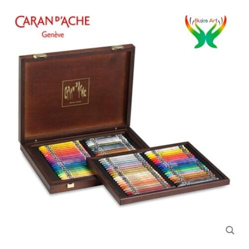 Caran d'Ache 40 color water soluble crayon + 40 color non water soluble crayon art brush oil painting stick wooden gift box