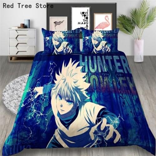 Anime HUNTER X HUNTER Bedding Set Cartoon Printed Bed Duvet Cover Pillowcase Comforter Quilt Single Double Bedclothes (NO Sheet)