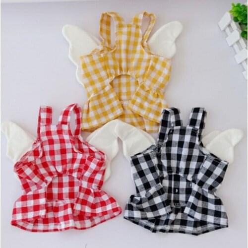 Puppy Pet Dogs Clothes Summer Dog Costume Plaid Sling Skirt With WingsTeddy Party Birthday Decor Sweet Dress For Small Dog
