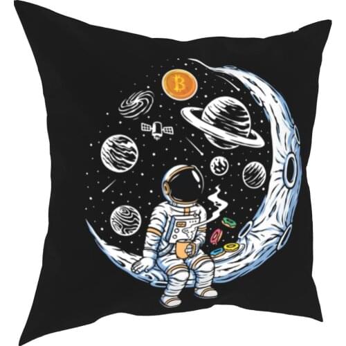 Bitcoin Crypto BTC Zum Mond Kissenbezüge Couch Cryptocurrency Währung BTC Kissen Abdeckung Hause Dekoration Kissenbezug 40*40cm